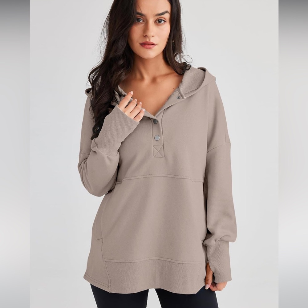 Half button pullover hoodie